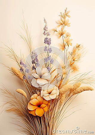 A Vase of Flowers in Natural Tones Stock Photo