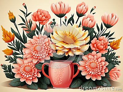 A vase full of flowers and a vase with flowers, AI Stock Photo