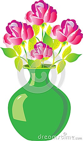 A vase of roses Stock Photo