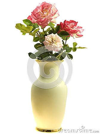 Vase of roses spring flowers Stock Photo