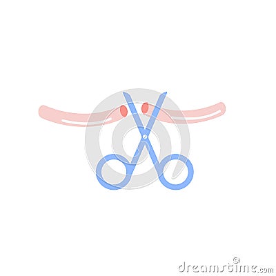 Vasectomy. Male or female sterilization concept. Tubal ligation colored flat style icon. Women or man surgical permanent Vector Illustration