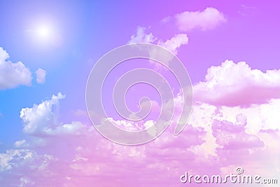 The vast blue sky and clouds sky with sunshine. Stock Photo