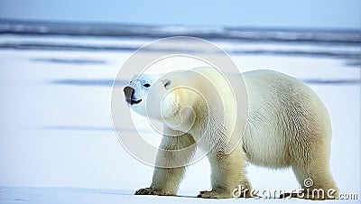 In the vast expanses of the Arctic world, the polar bear stands out Stock Photo