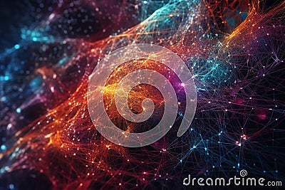 A vast neural network, conceptual abstract illustration. Generative AI Cartoon Illustration