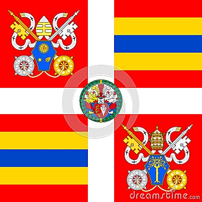 Vatican City, flag of the Swiss Guard of Francis I pope Vector Illustration