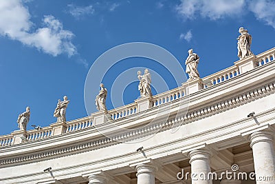 Statues of Jesus and Apostles along with John the Baptist jn background of a blue sky Editorial Stock Photo