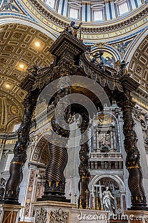 Vatican City, Italy - 23 June 2018: Tomb of saint Peter at basilica in Vatican City Editorial Stock Photo