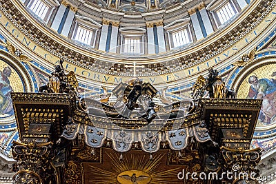 Vatican City, Italy - 23 June 2018: Tomb of saint Peter at basilica in Vatican City Editorial Stock Photo