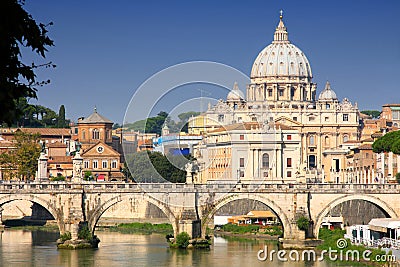 Vatican City from Ponte Umberto I in Rome, Italy Stock Photo