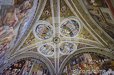 Raphael`s Rooms in Vatican museum in Vatican city, Rome, Italy Editorial Stock Photo