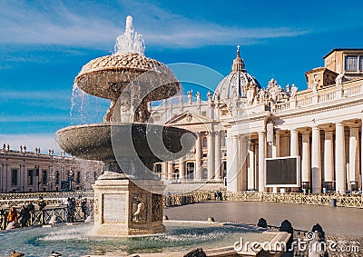 Vatican City, Rome, Saint Peters Basilica in St. Peter`s Square Editorial Stock Photo