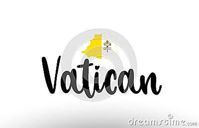 Vatican country big text with flag inside map concept logo Vector Illustration