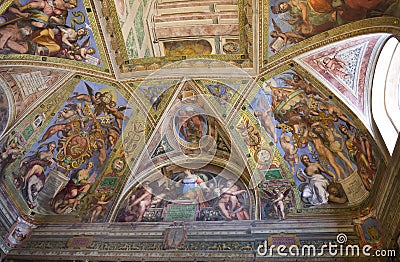 Ancient frescoes in Vatican Editorial Stock Photo