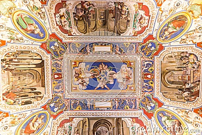 VATICAN - JUNE 09, 2014: The ceiling in one of the rooms of Raph Editorial Stock Photo