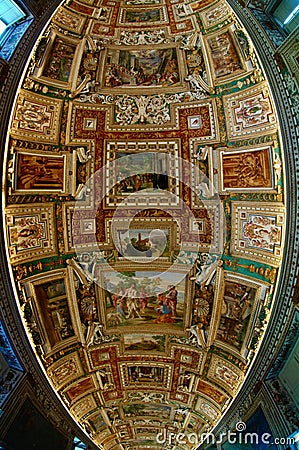 Vatican Museum Hallway Frescoes Fisheye Editorial Stock Photo