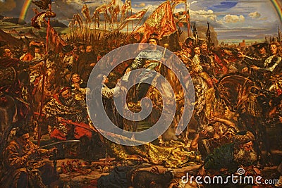 Vatican Museum. Painting of king Jan Sobieski in Vienna during war with Turks. Painting by Jan Matejko. Editorial Stock Photo