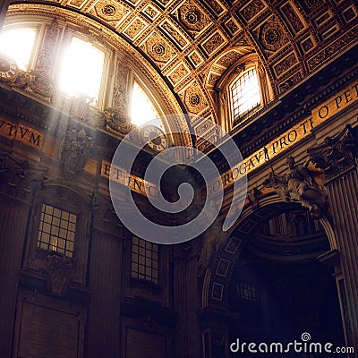 Vatican. St. Peter's Cathedral interior. Editorial Stock Photo