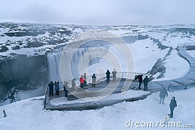 Dettifoss is a waterfall in Vatnajokull National Park in Northeast Iceland Editorial Stock Photo