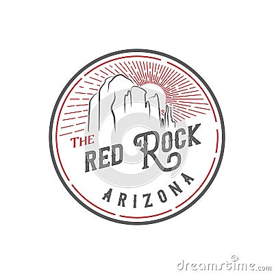 Vintage Retro Stamp Red Rock Arizona Vector Illustration