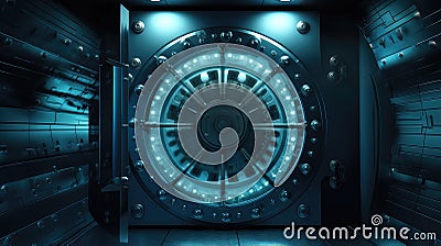 A vault with data symbols inside, emphasizing the importance of securely storing and encrypting valuable information Stock Photo