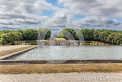 Vaux-le-Vicomte, France. Pond in the park Editorial Stock Photo