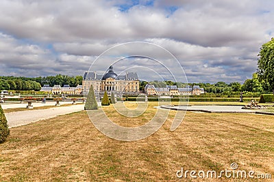 Vaux-le-Vicomte, France. A scenic view of the park and the main building of the manor Editorial Stock Photo