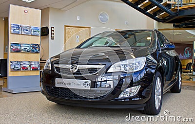 A Vauxhall Astra Sports Tourer in the reception of the Vauxhall car factory at Ellesmere Port Cheshire July 2011 Editorial Stock Photo