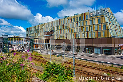 Vaxjo, Sweden, July 16, 2022: View of a train station in Vaxjo, Editorial Stock Photo