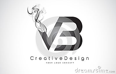 VB Letter Logo Design with Black Smoke. Vector Illustration
