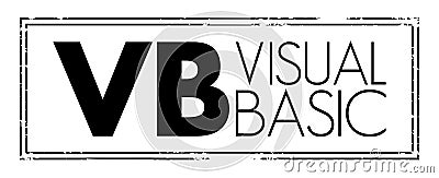 VB - Visual Basic is a name for a family of programming languages, acronym stamp concept background Stock Photo