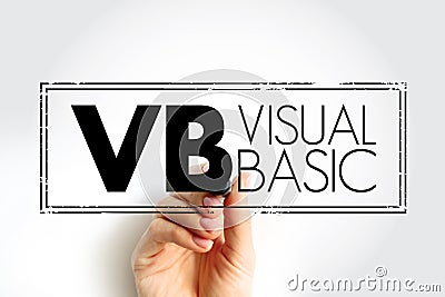 VB - Visual Basic is a name for a family of programming languages, acronym text concept stamp Stock Photo