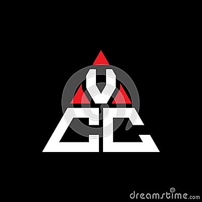 VCC triangle letter logo design with triangle shape. VCC triangle logo design monogram. VCC triangle vector logo template with red Vector Illustration