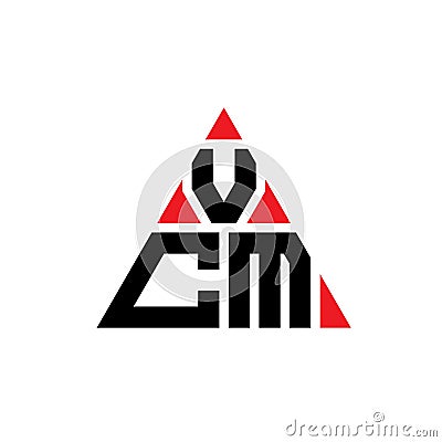VCM triangle letter logo design with triangle shape. VCM triangle logo design monogram. VCM triangle vector logo template with red Vector Illustration