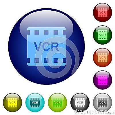 VCR movie standard color glass buttons Stock Photo