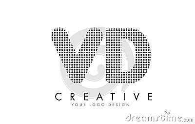 VD V D Letter Logo with Black Dots and Trails. Vector Illustration