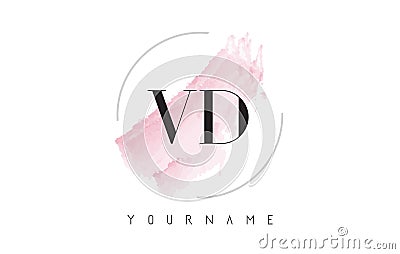 VD V D Watercolor Letter Logo Design with Circular Brush Pattern Vector Illustration