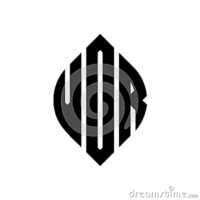 VDR circle letter logo design with circle and ellipse shape. VDR ellipse letters with typographic style. The three initials form a Vector Illustration