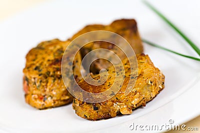 Veal Fillet- Tenderloin with chives Stock Photo