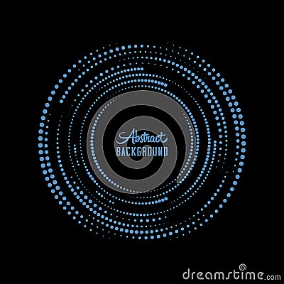 Abstract dotted background. Halftone circular vortex dotted frame. Vector and illustration. Vector Illustration