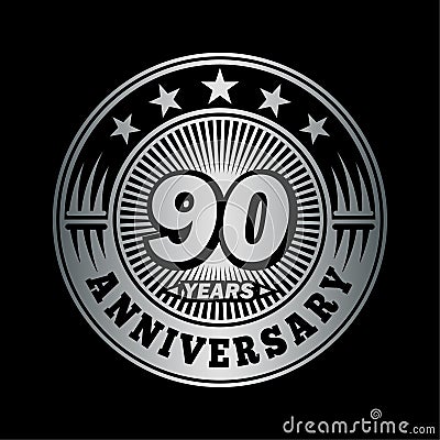 90 years anniversary celebration. 90th anniversary logo design. Ninety years logo. Vector Illustration
