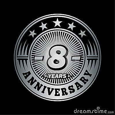 8 years anniversary celebration. 8th anniversary logo design. Eight years logo. Vector Illustration