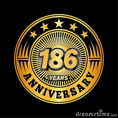 186 years anniversary celebration. 186th anniversary logo design. 186years logo. Vector Illustration