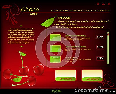 Vecto darkred pattern web site, shop with cherries Vector Illustration