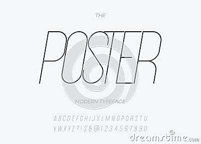 Vecto poster font slanted style modern typography Vector Illustration