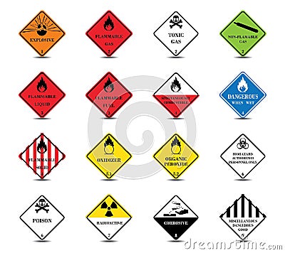 Classification of dangerous goods. Warning sign of Globally Harmonized System. Transport Hazard. Vector Illustration