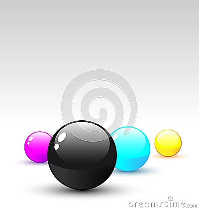 Vector 3D CMYK colored balls Vector Illustration