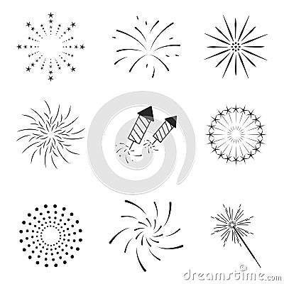 Vector abstract anniversary bursting with stars and sparks on white background, carnival firework colorful illustration Vector Illustration