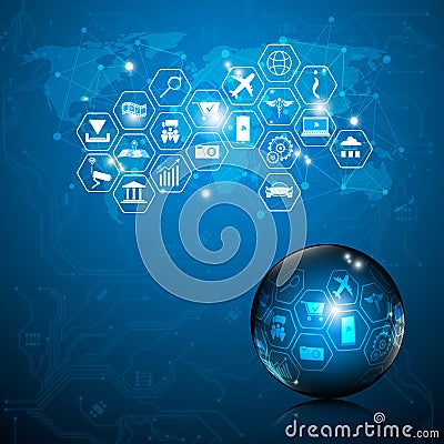 Vector abstract background banner telecoms communication innovation concept Stock Photo