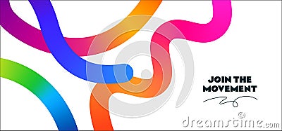 Vector Abstract Background with Color Gradient Lines. 3D Wavy Ribbons. Rainbow Graphic Shapes. Spiral Curve Fun Confetti Vector Illustration