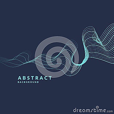 Vector abstract background with a colored dynamic waves, line and particles. Illustration in minimalistic style Vector Illustration
